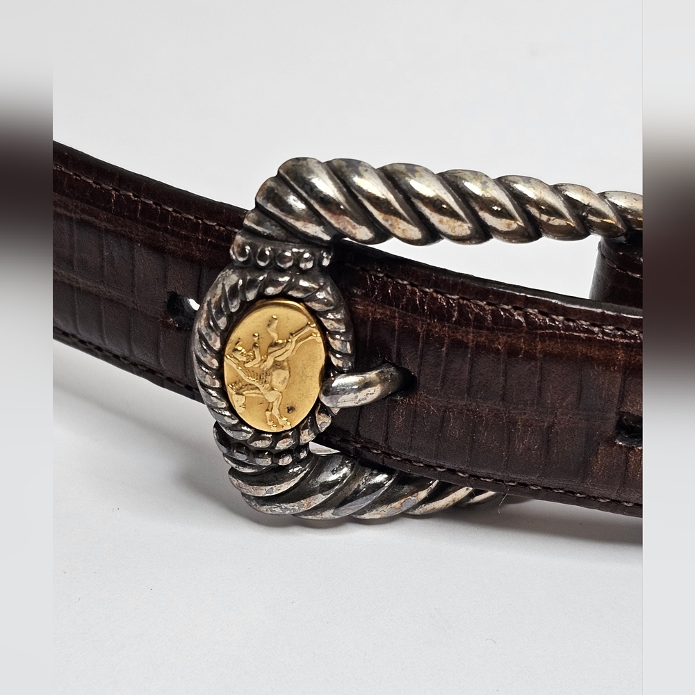 VNTG 1991 Brighton Belt LG Museum Collection Brown Lizard Embossed Leather 37809 - Picture 3 of 9